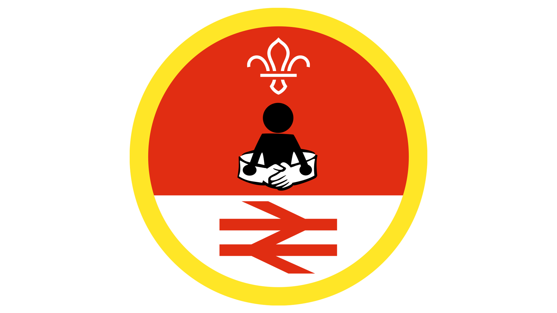 A red Cubs badge with The Rail Industry logo