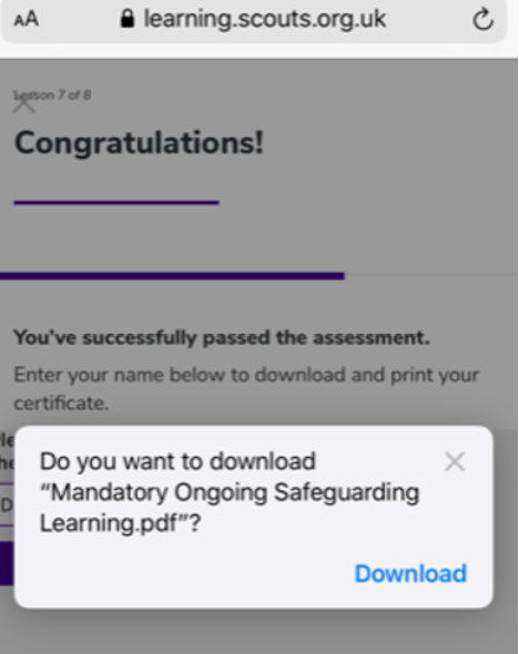 a screenshot of do you want to download the learning pdf