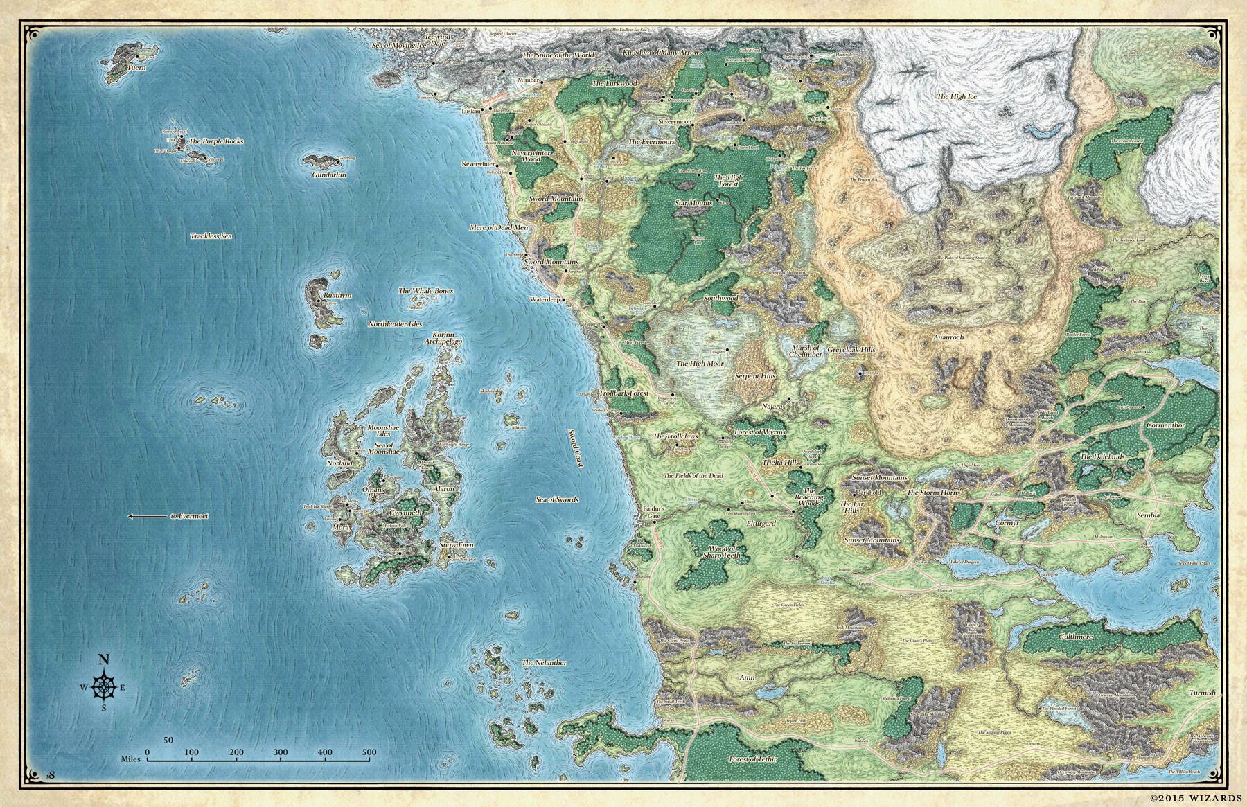 A map of the Forgotten Realms