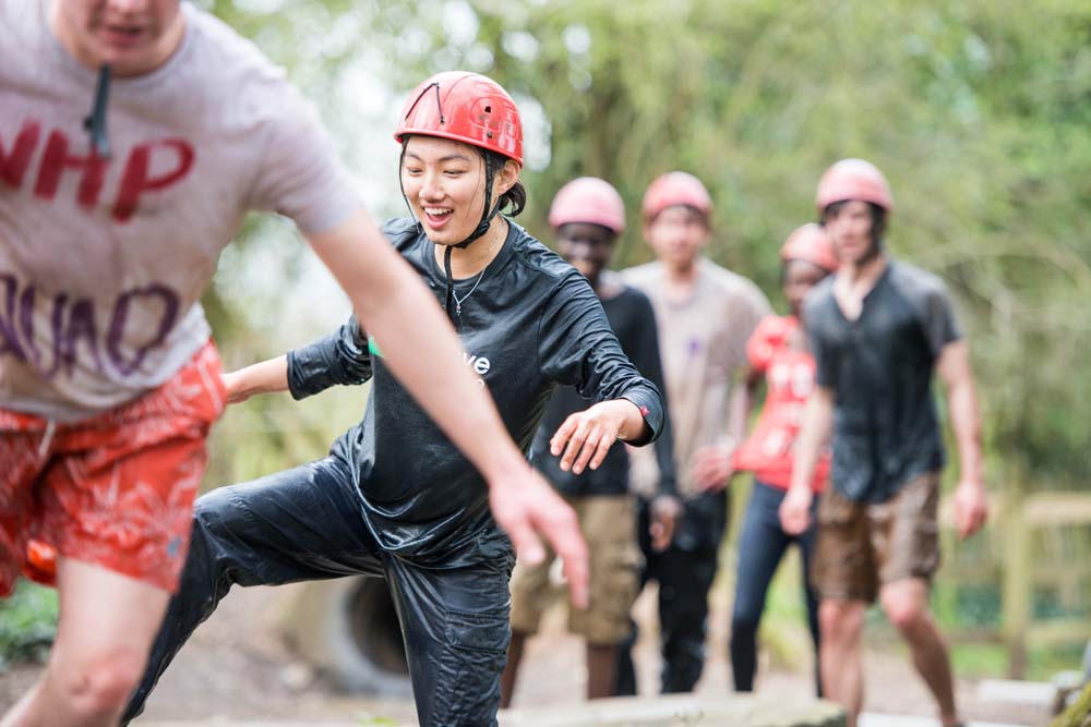 Explorer Scouts on obstacle course