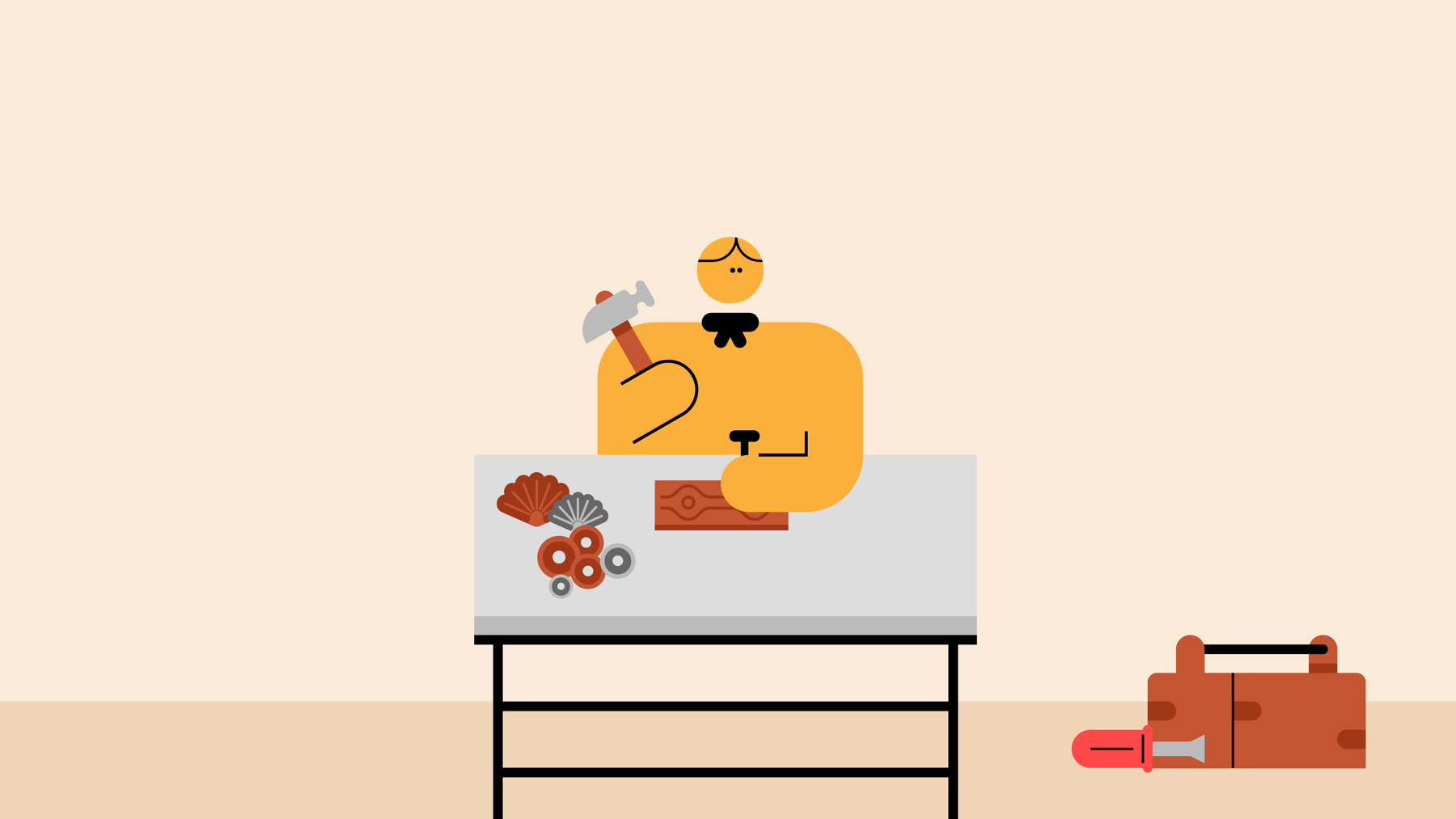 An illustration of someone creating money from sheets of metal.