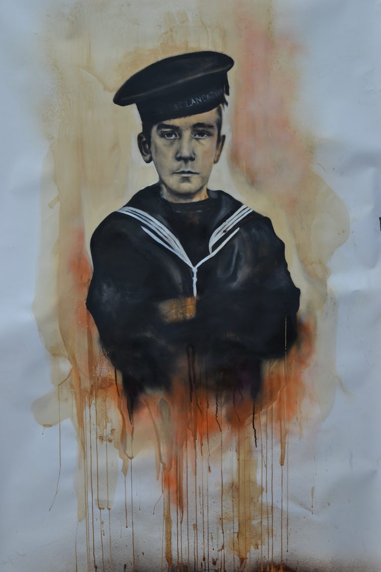 Image shows a painted portrait of Jack Cornwell