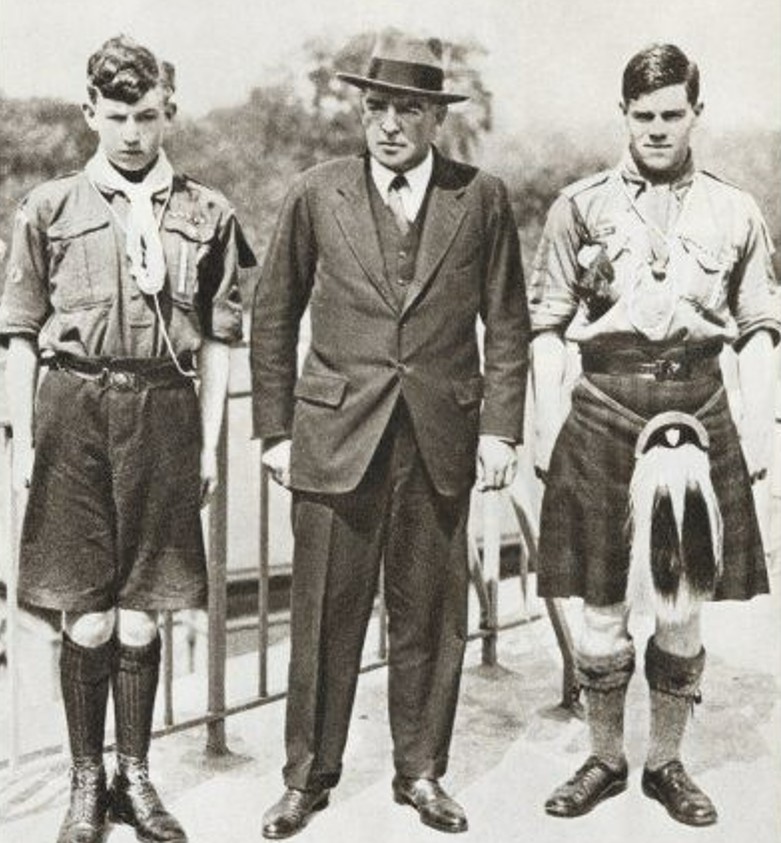 Black and white photo of Shackleton with Scouts from 1922