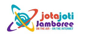 Logo of JOTA-JOTI Jamboree on the air/internet, contains round the earth multi-coloured image