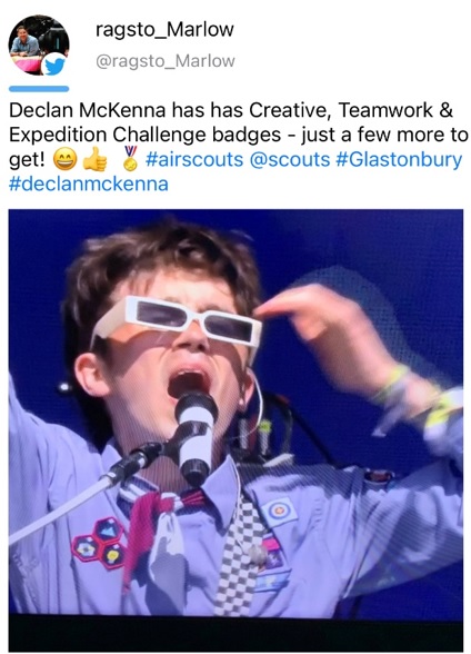 Picture of a tweet about Declan McKenna and Scouts
