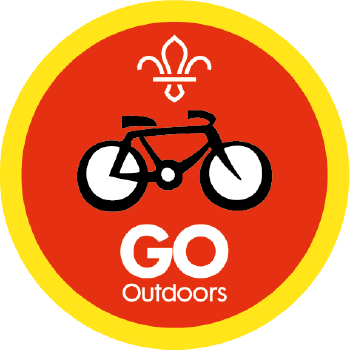 Badge showing a bike and the words Go Outdoors