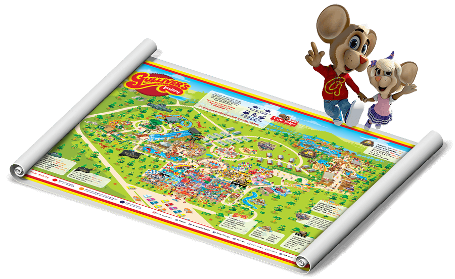 Gully and Gilly the mice with a Gulliver's park map