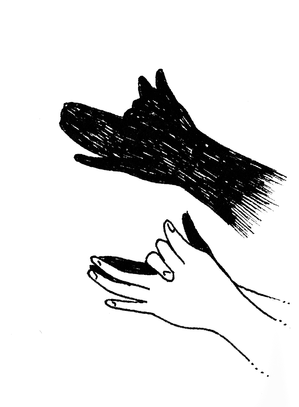 Shadow puppet of a dog