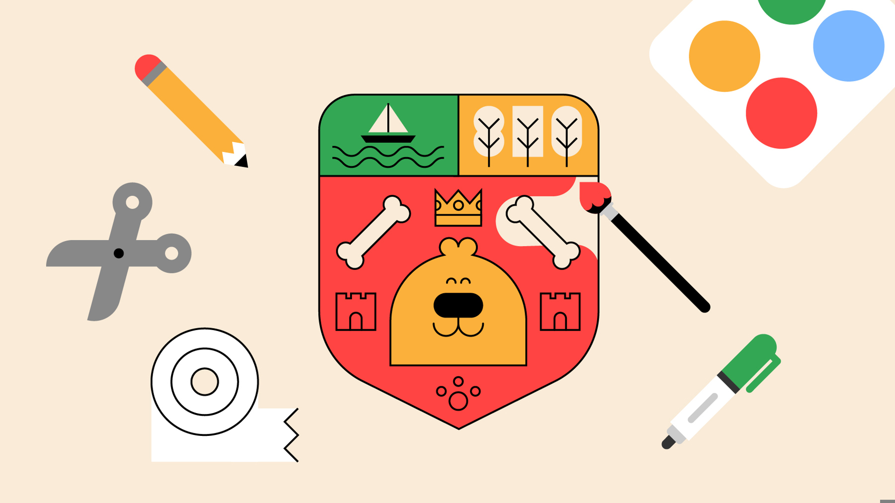 Craft materials being used to design a shield