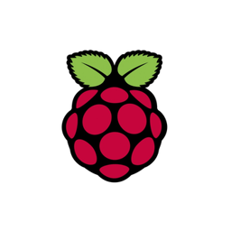 Graphic of red raspberry with green leaves. This is the Raspberry Pi logo