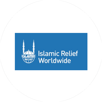 The Islamic relief logo in blue and white