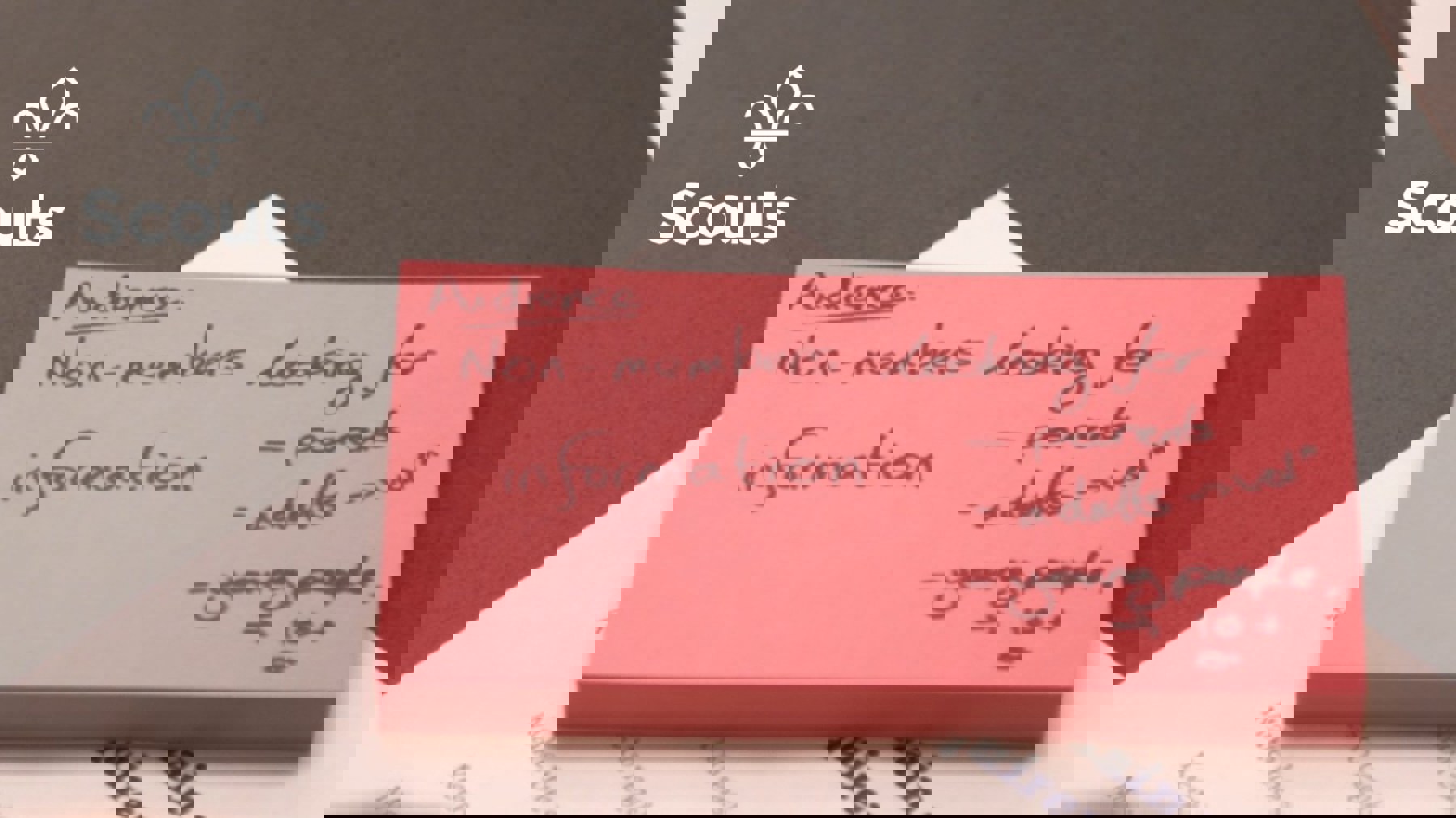 Post it note showing the audience for the website