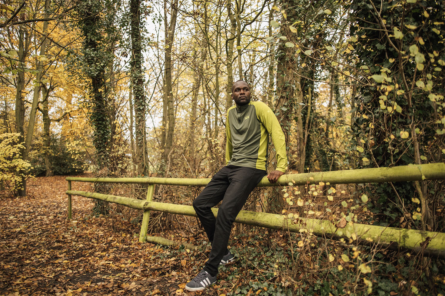 Dwayne Fields in a forest