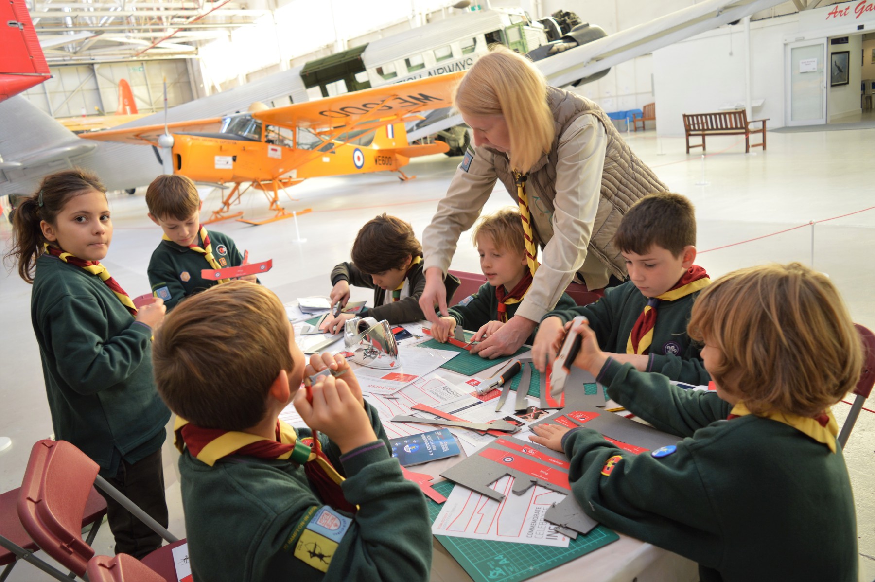 a group of cubs attending RAF stem activity