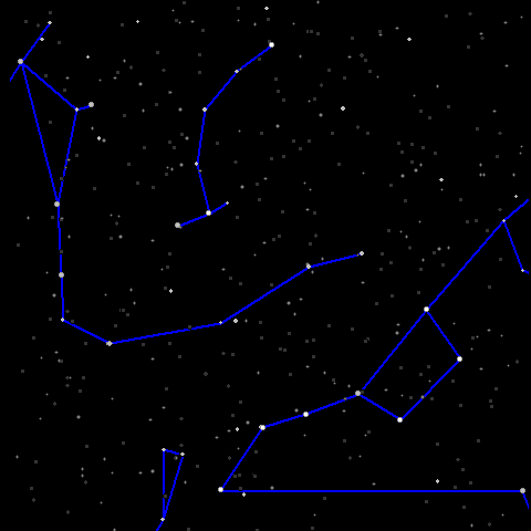 An animated mapping of the constellations Ursa Major and Ursa Minor.