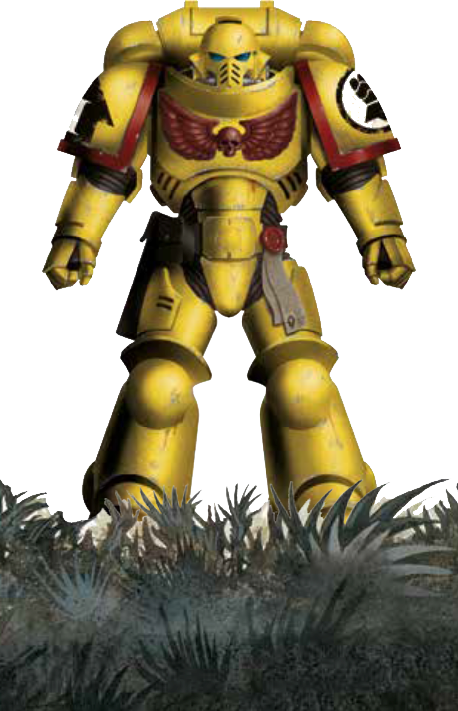 An image of the Warhammer character, Space Marine.