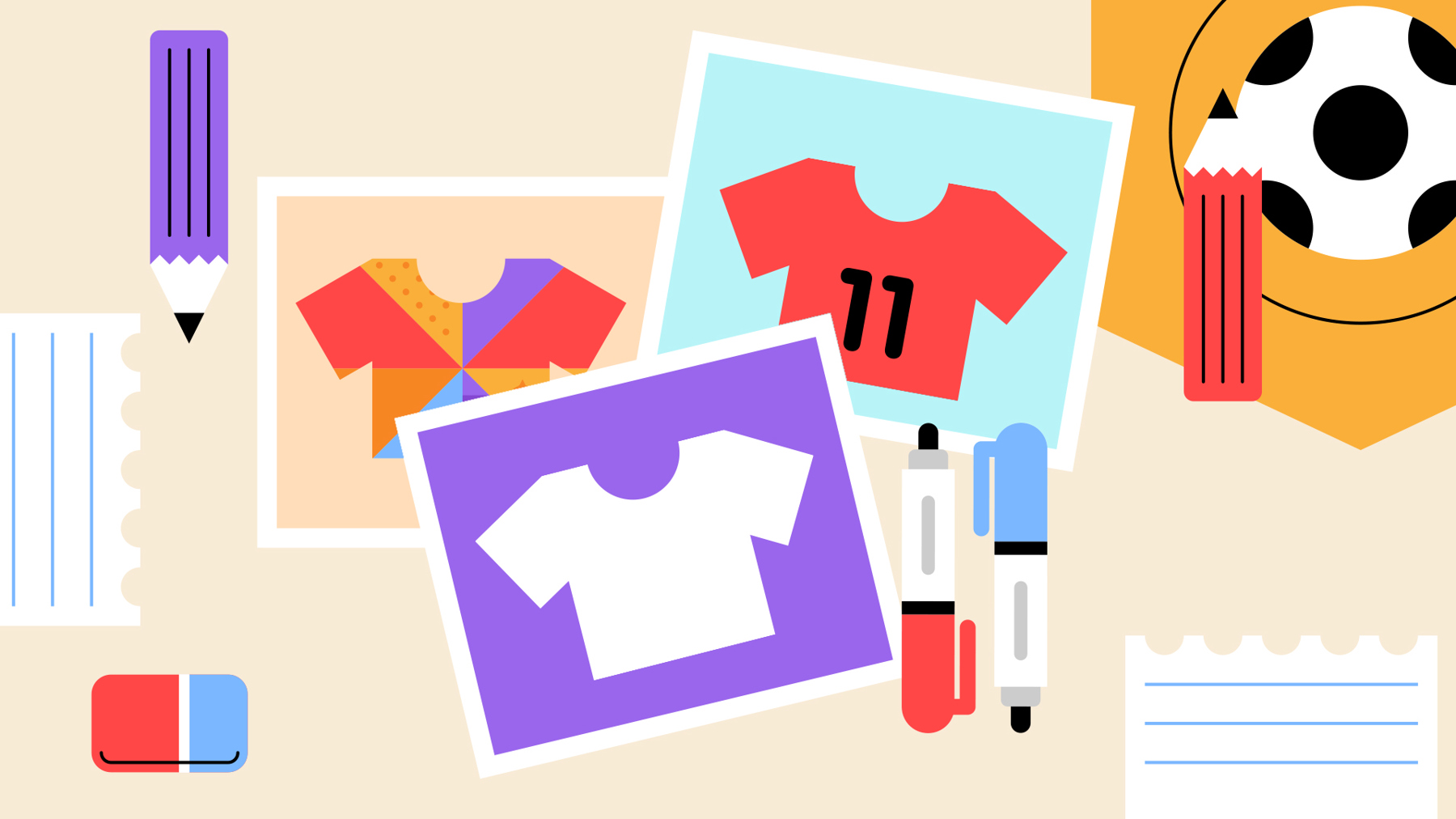 A collection of three images of football shirts with varying designs.