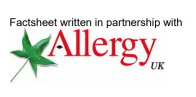 A logo of factsheet written in partnership with Allergy uk