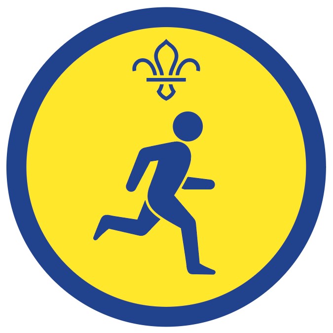 Beaver Badge with blue running person on yellow background