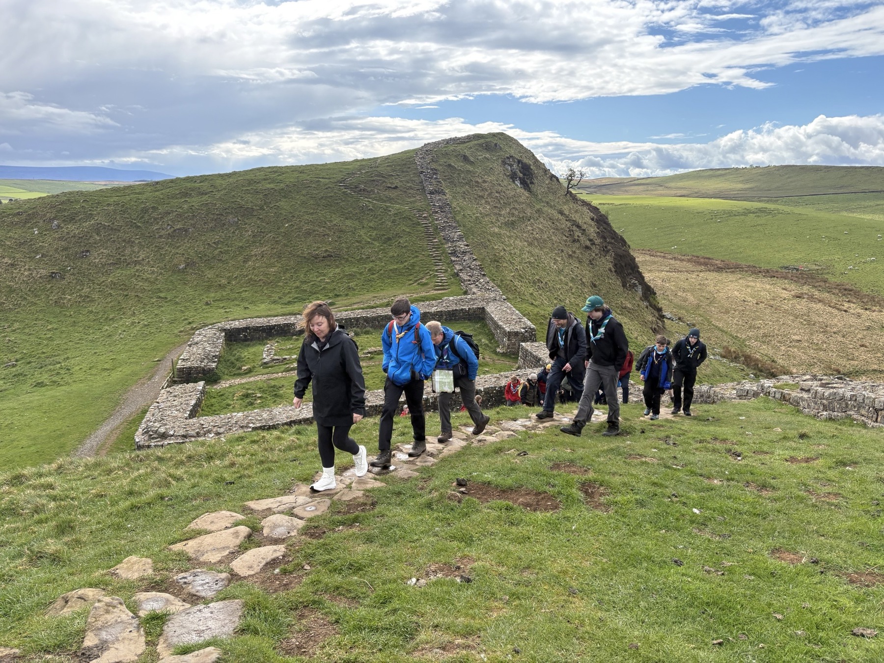 Children’s Commissioner for England, Dame Rachel de Souza, walks with a group of Scouts.