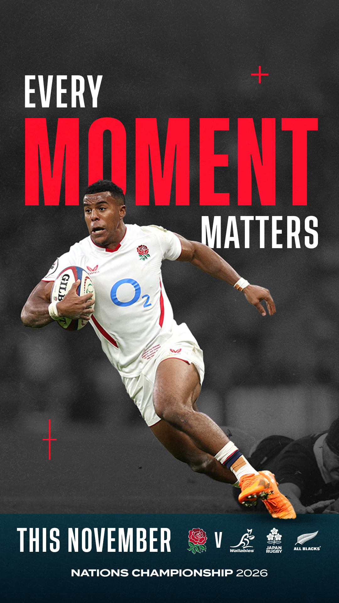 The image shows a promotion for the England Rugby match in November.