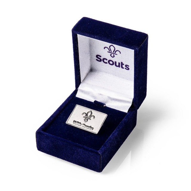 With Thanks Sterling Silver Badge in Navy Box