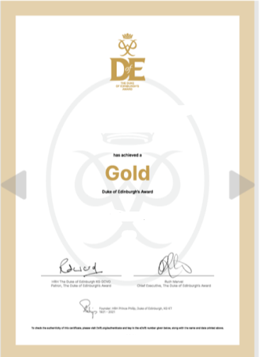 A copy of a D of E gold certificate