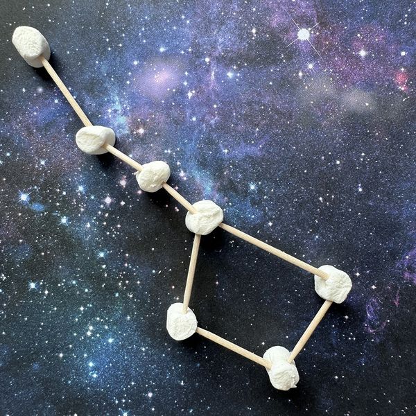 Ursa minor constellation made from marshmallows and sticks