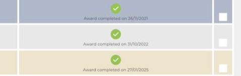 A screenshot of the D of E award screen that shows that the award is fully approved by all levels