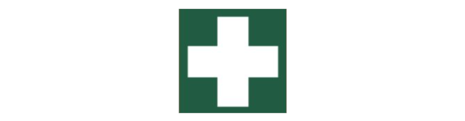 First Response icon featuring a white cross on a dark green background.