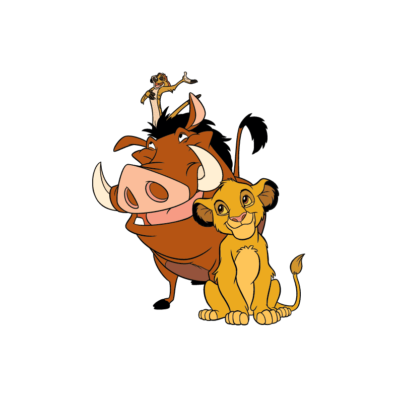 Timon, Pumbaa and Simba from The Lion King
